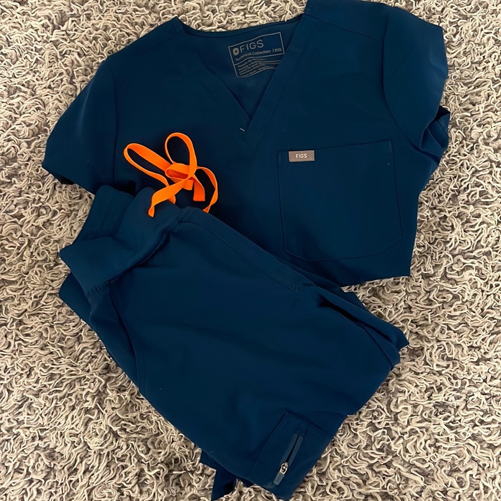 Figs Teal Blue Scrub Set